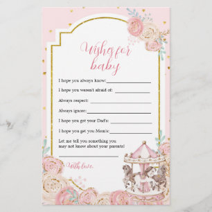 Pink and Gold Magical Carousel Wishes For Baby