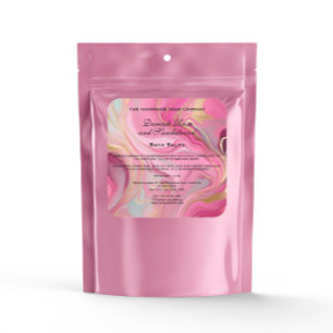 Pink and Gold Marble Bath Salts Pouch Label