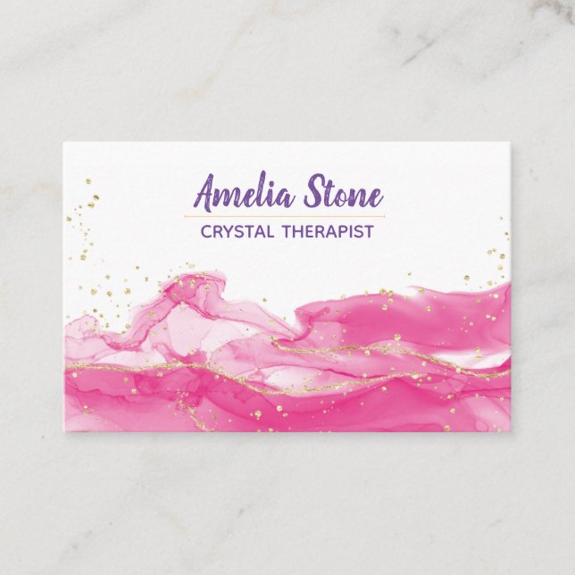 Pink and Gold Marble Business Card  (Front)