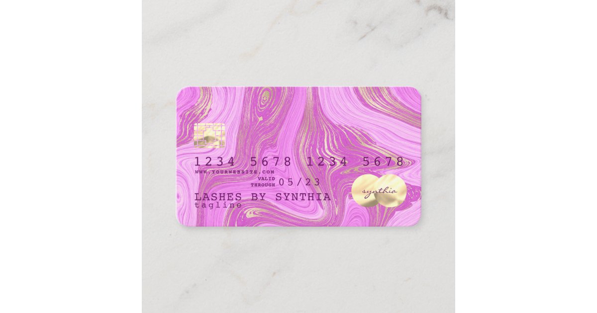 pink and gold marble Credit Card Zazzle