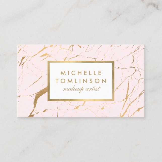 Pink and Gold Marble Designer Business Card (Front)