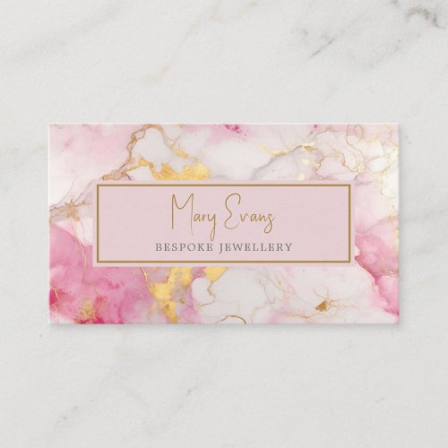 Pink and gold marble effect business card