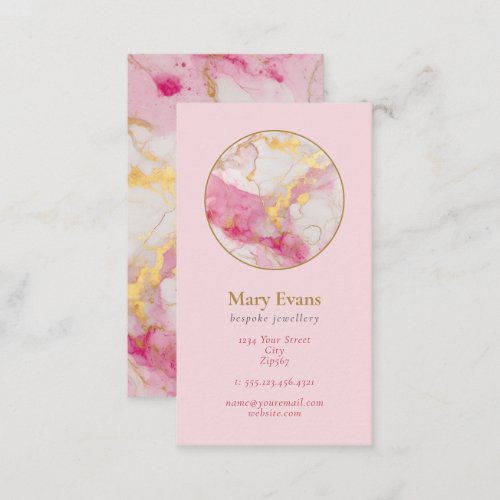 Pink and gold marble effect modern business card