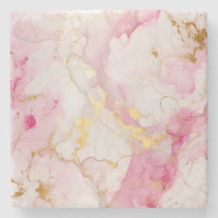 Pink and gold Marble effect Stone Coaster