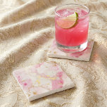 Pink and gold Marble effect Stone Coaster<br><div class="desc">Protect your surfaces in luxurious style with this elegantly designed pink and gold marble effect stone coaster. The intricate veining and gold effect splashes create an elegant and sophisticated decorative design that is perfect for any modern home. These modern coasters are not only practical but also make a great decorative...</div>