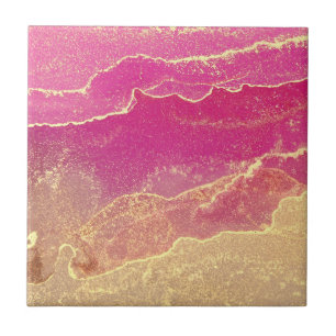 Pink and Gold Marble Elegant Ceramic Tile