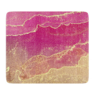 Pink and Gold Marble Elegant Cutting Board