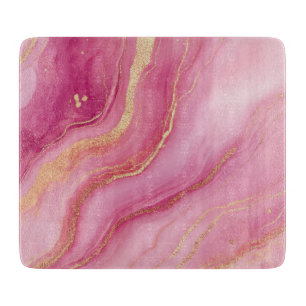 Pink and Gold Marble Elegant Cutting Board