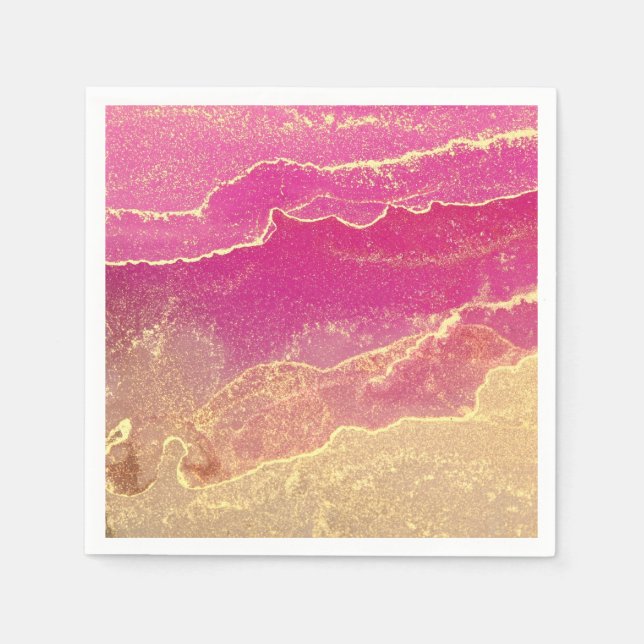 Pink and Gold Marble Elegant Napkins (Front)