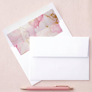 Pink and gold marble envelope liner