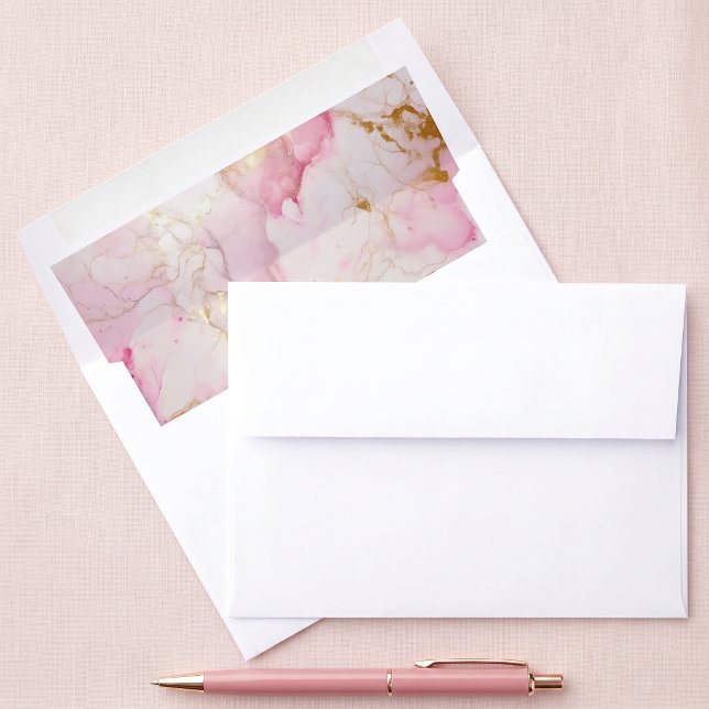 Pink and gold marble envelope liner (Pink and gold marble envelope liner)