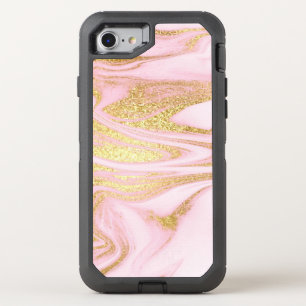 Pink and Gold Marble Glitter OtterBox Defender iPhone SE/8/7 Case