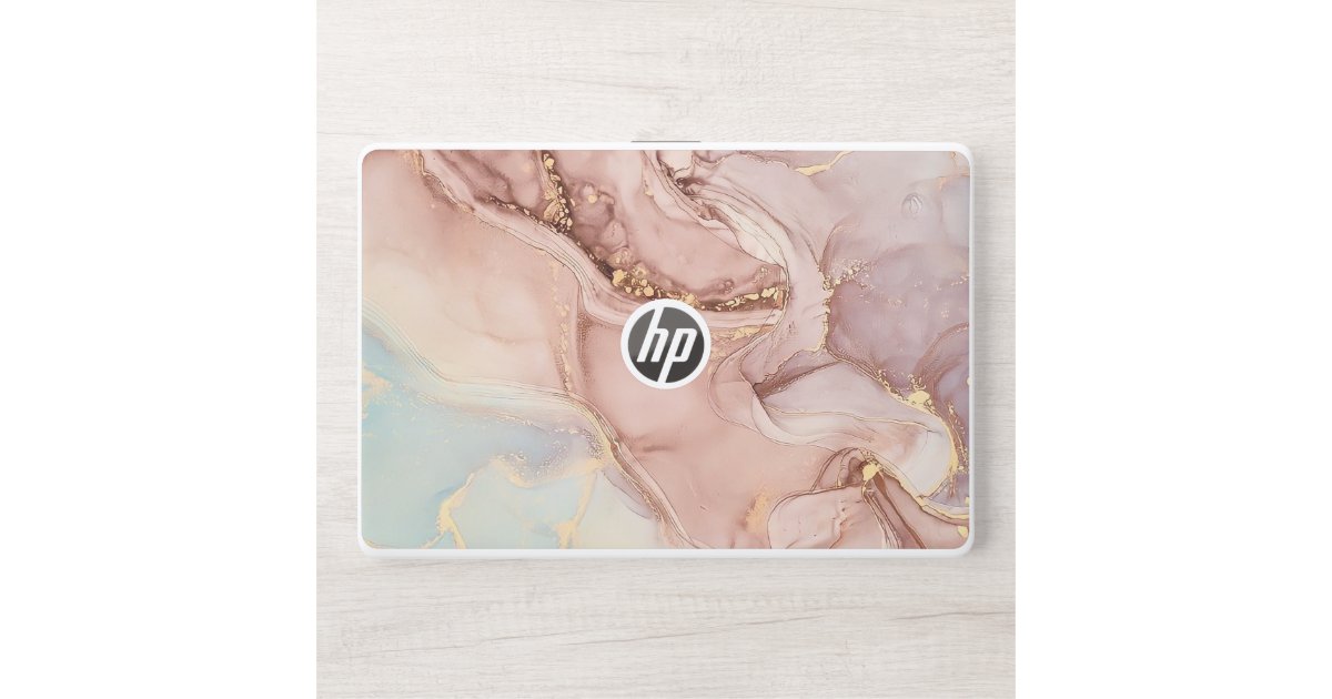 Pink and Gold Marble HP Laptop Skin | Zazzle