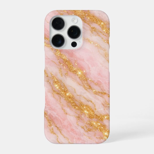 pink and gold marble iPhone case (Back)