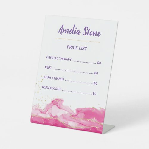 Pink and Gold Marble Pedestal Sign