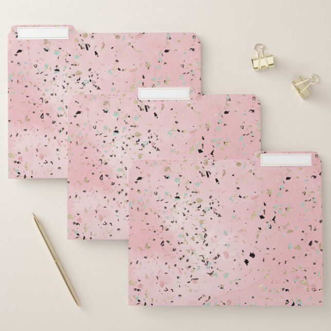 Pink and Gold Marble Terrazzo File Folder (Set)