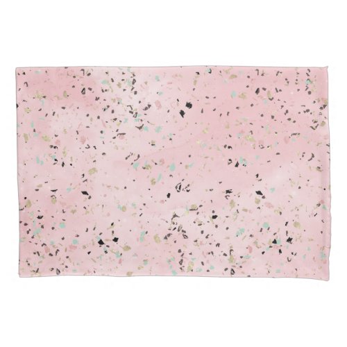 Pink and Gold Marble Terrazzo Pillow Case