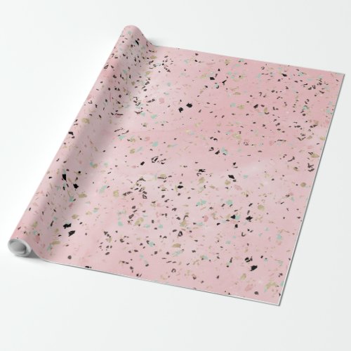 Pink and Gold Marble Terrazzo Wrapping Paper