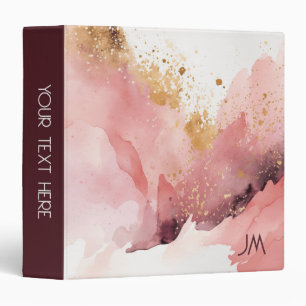 Pink and gold marble watercolor decoration 3 ring binder