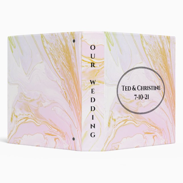 Pink and Gold Marbled Scrapbook Photo Album 3 Ring Binder (Background)
