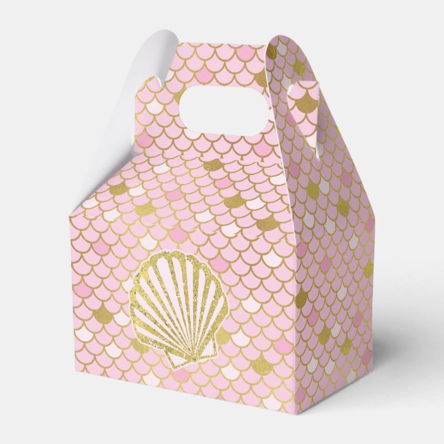Pink and Gold Mermaid Favor Box (Back Side)