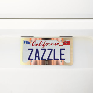 Pink and Gold Metal Monogrammed License Plate Frame