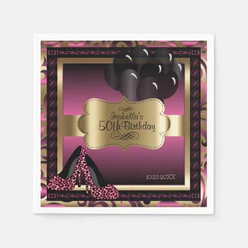 Pink and Gold Metallic _ Happy Birthday  DIY Text Napkins