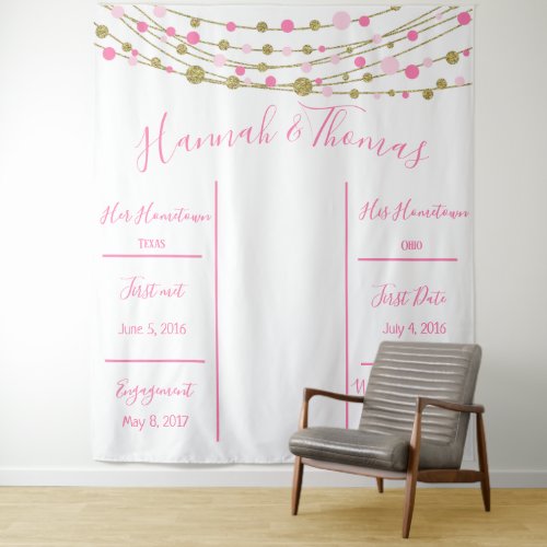 pink and gold milestone birthday party banner tapestry