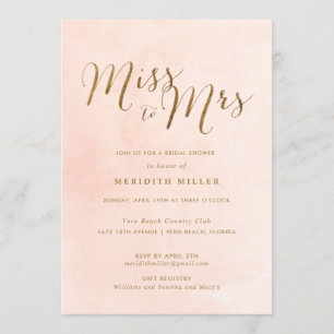 Pink and Gold Miss to Mrs Bridal Shower Party Invitation
