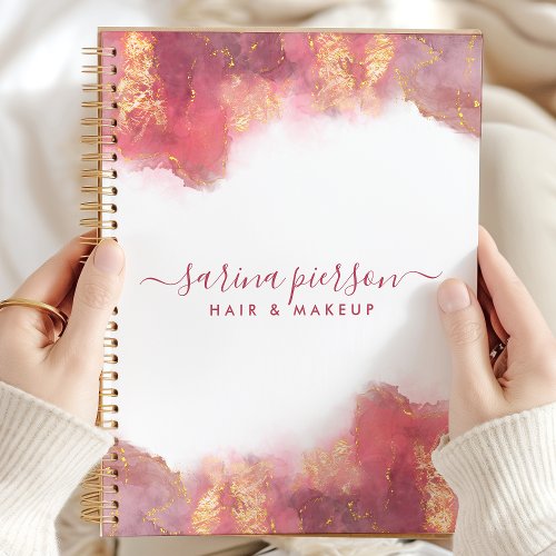 Custom Planners 7 Pink And Gold Modern Art Liquid Watercolor Ink Planner