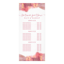 Pink And Gold Modern Art Watercolor Ink Price Rack Card