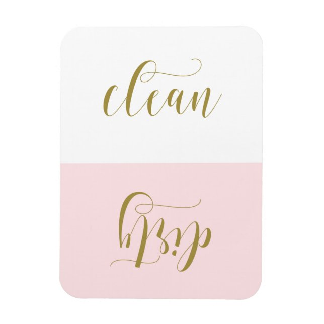 Pink and Gold Modern Calligraphy Dishwasher Magnet (Vertical)