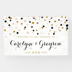 Pink and Gold Modern Confetti Dots Wedding Banner