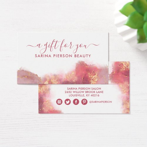 Pink And Gold Modern Liquid Watercolor Gift Card