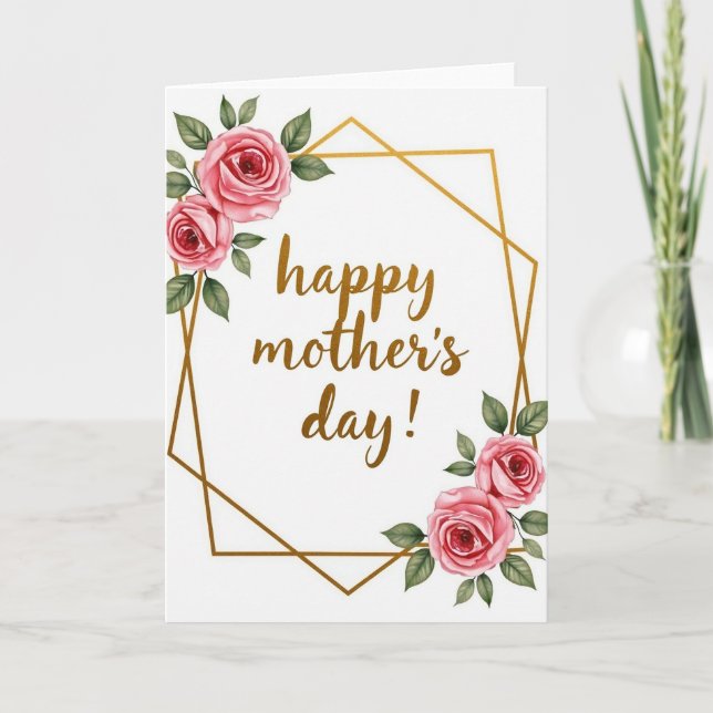 Pink And Gold Mothers Day Card (Front)