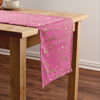Pink And Gold Music Notes Floral Table Runner by UROCKDezineZone at Zazzle