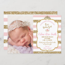 Pink and Gold New Baby Girl Birth Announcement