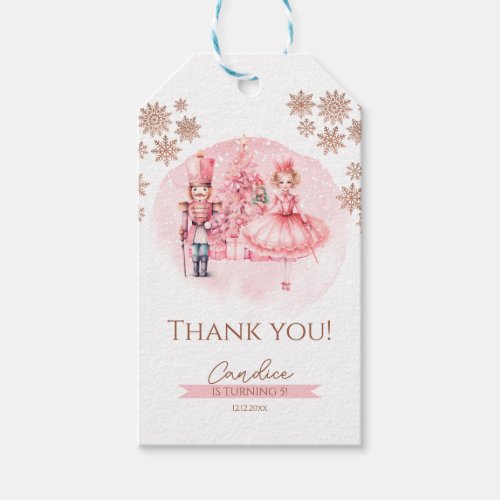 Pink And Gold Nutcracker Birthday Sugar Plum Fairy Gift Tags