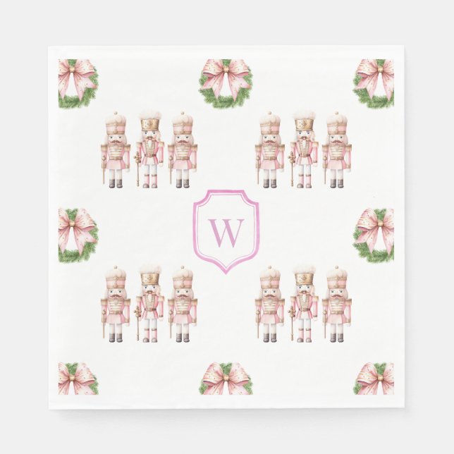 Pink and Gold Nutcracker Christmas Napkins (Front)