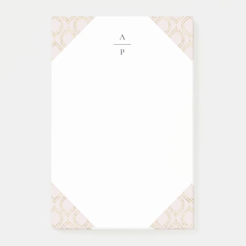 Pink and Gold Ogee Monogrammed Post_it Notes