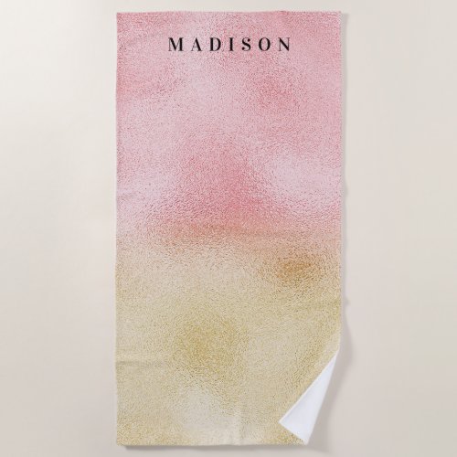 Pink and Gold Ombre Foil Beach Towel