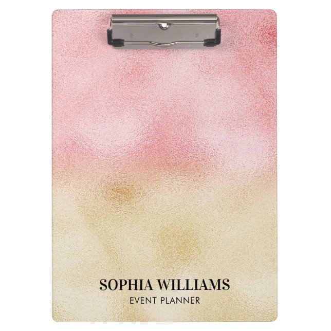 Pink and Gold Ombre Foil Clipboard (Front)