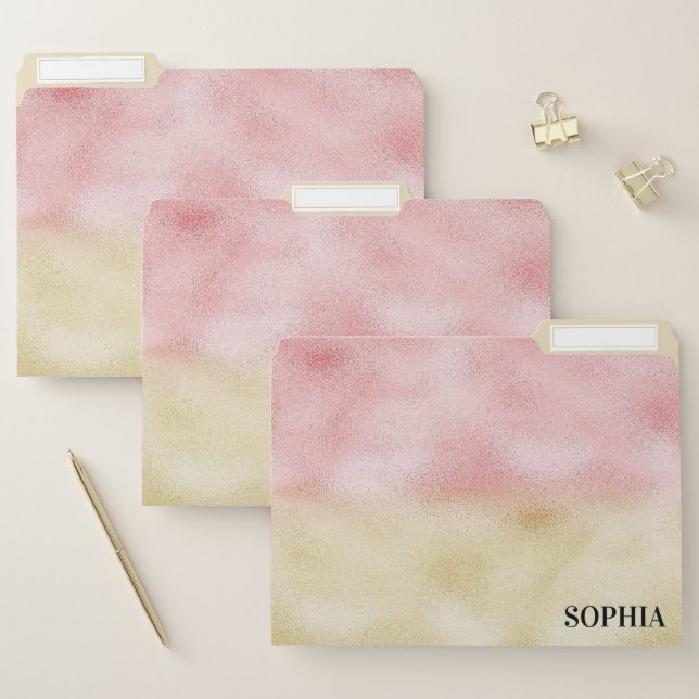 Pink and Gold Ombre Foil File Folder (Set)