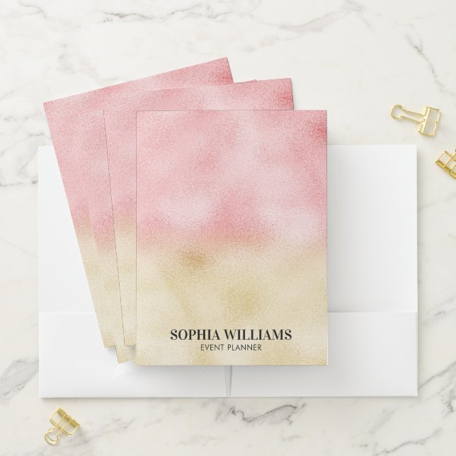 Pink and Gold Ombre Foil Pocket Folder (In Situ)