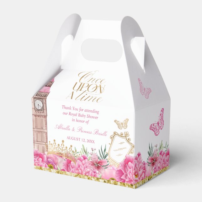Pink and Gold Once Upon a Time Princess Favor Box (Front Side)