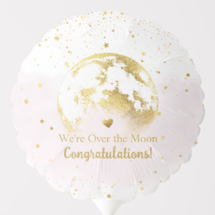 Pink and Gold Over the Moon Baby Shower Balloon