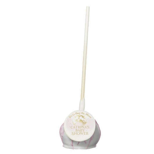 Pink and Gold Over the Moon Baby Shower Cake Pops (Front)