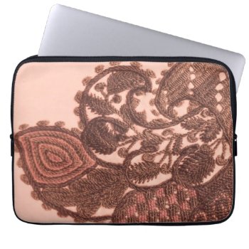 Pink And Gold Paisley Laptop Sleeve by LeFlange at Zazzle