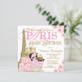 Pink and Gold Paris Baby Shower Invitation (Standing Front)