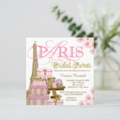 Pink and Gold Paris Bridal Shower Invitation (Standing Front)